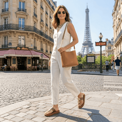 modelo em paris com papete feminina dione mivya